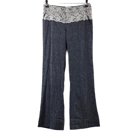 Elevenses The Brighton Gray‎ Lace Wide Flare Pants - Picture 1 of 11